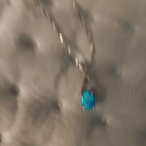 Zales white sapphire and fire opal necklace 18  inch silver chain